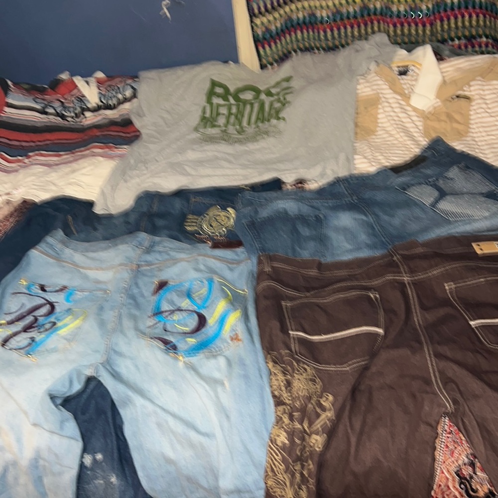 Bundle of four pairs of Rock aware jeans and echo jeans it’s all size 50